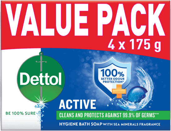 Dettol Active Bar Soap 4x 175g